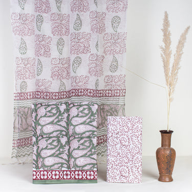 Paisley Printed Soft Cotton Suits With Kota Doria Dupatta