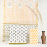 Yellow Floral Print Suits Set with Kota Doria Dupatta