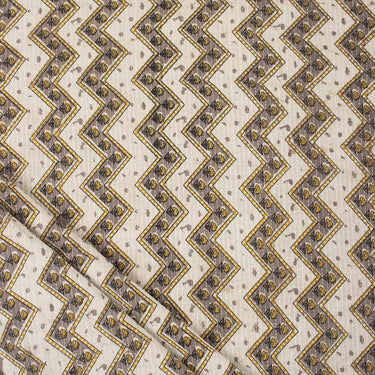 Wave Pattern Hand Block Printed Kantha Cotton Fabric