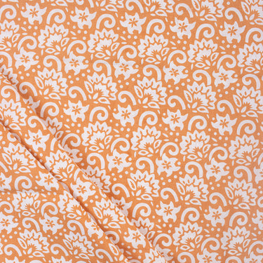 White Floral Hand Block Print Fabric Dress Material