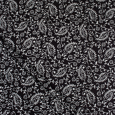 White Floral Vine Blender Hand Block Print Fabric