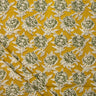 Yellow Floral Cotton Bagru Block Print Fabric