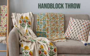 Hand Block Printed Throw and Cushion