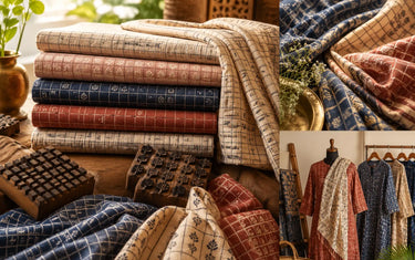 Check Hand Block Print Fabric Online