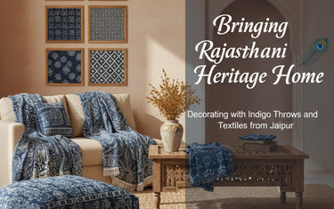 Indigo Sofa Throw Blanket Rajasthani Heritage Home