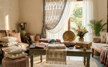 Block Print Fabric Sanganer in Home Decor: Curtains, Cushions & More