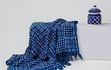 Hand Block Print Indigo Blue Fabric