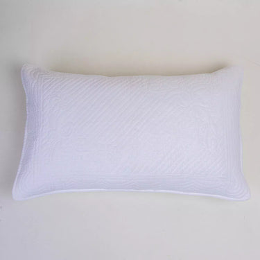 100% Cotton Solid White Quilted Machine Pillow Cover