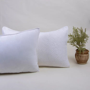 100% Cotton Solid White Quilted Machine Pillow Cover
