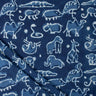 Animal Block Print Pure Cotton Indigo Fabric for Clothing
