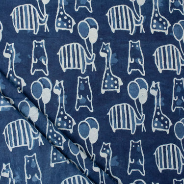 Animal Block Printed Pure Cotton Best Fabric for Clothes