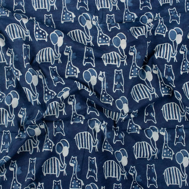 Animal Block Printed Pure Cotton Best Fabric for Clothes