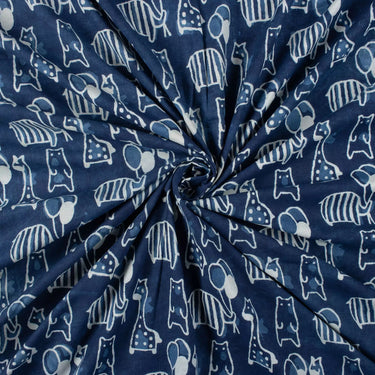 Animal Block Printed Pure Cotton Best Fabric for Clothes