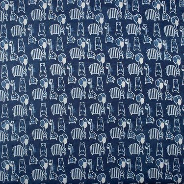 Animal Block Printed Pure Cotton Best Fabric for Clothes