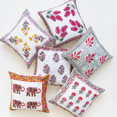 Assorted Hand Block Printed Organic Cotton Cushion Cover