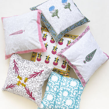 Assorted Hand Block Printed Organic Cotton Cushion Cover