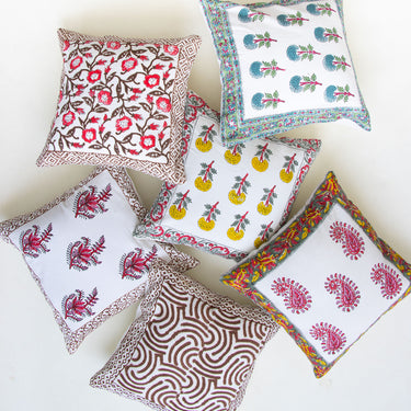 Assorted Hand Block Printed Organic Cotton Cushion Cover