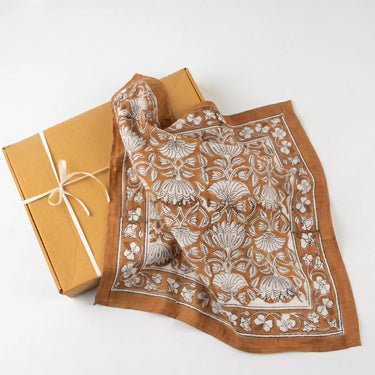 Hand Block Print Cotton Bandana Scarf – Floral Print