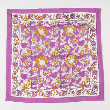 Purple Floral Hand Block Print Cotton