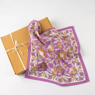 Purple Floral Hand Block Print Cotton