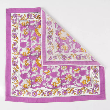 Purple Floral Hand Block Print Cotton