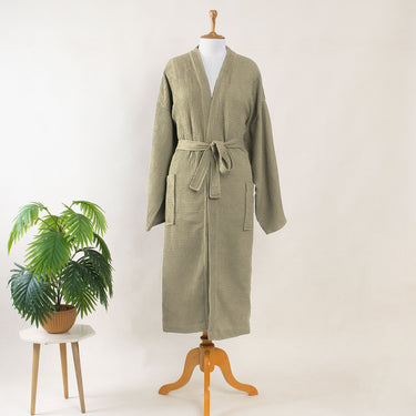 Waffle Bathrobe Unisex With Multiple Pocket