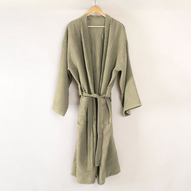 Waffle Bathrobe Unisex With Multiple Pocket