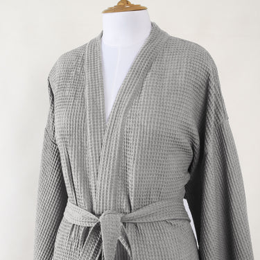 Dark Grey Waffle Bathrobe for Unisex