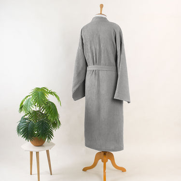 Dark Grey Waffle Bathrobe for Unisex