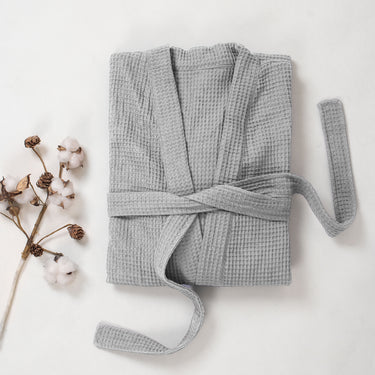 Dark Grey Waffle Bathrobe for Unisex