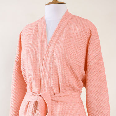 Pink Waffle Cotton Bathrobe