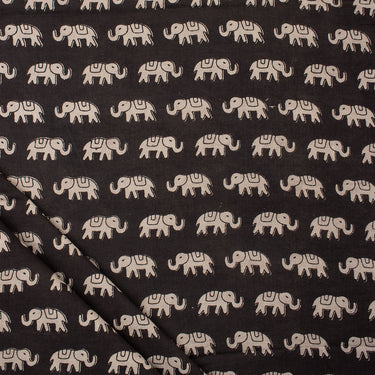 Bagru Elephant Hand Block Printed Pure Cotton Fabric