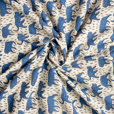 Bagru Tiger Hand Block Printed Cotton Fabric