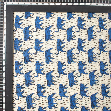 Bagru Tiger Hand Block Printed Cotton Fabric