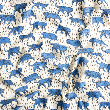 Bagru Tiger Hand Block Printed Cotton Fabric