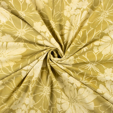 Bagru Yellow Floral Hand Block Print Fabric for Kurti Online