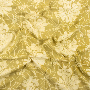 Bagru Yellow Floral Hand Block Print Fabric for Kurti Online