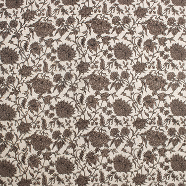 Beautiful Brown Floral Cotton Dabu Kashish Fabric