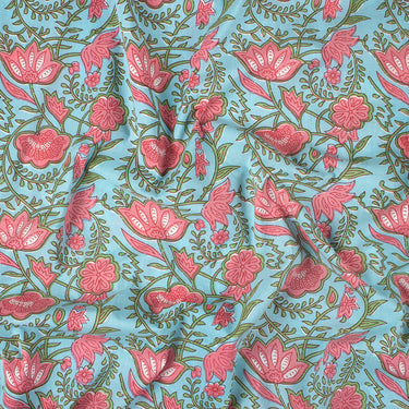 Beautiful Floral Printed Cotton Hand Block Print Fabric