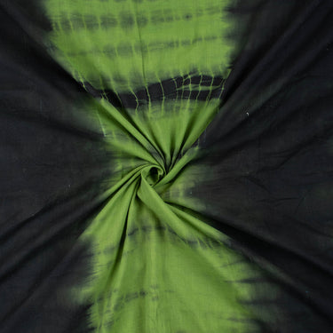 Beautiful Green and Black Tie Dye Shibori Cotton Fabric