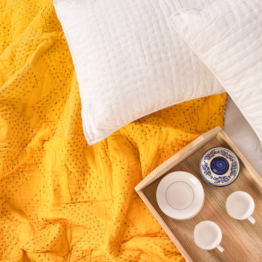Beautiful Handmade Solid Soft Kantha Quilt Blankets