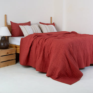Beautiful Maroon Kantha Quilt For Winter