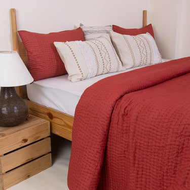 Beautiful Maroon Kantha Quilt For Winter