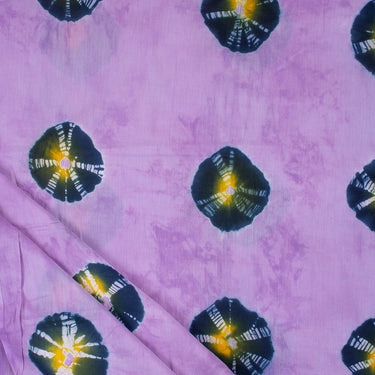 Beautiful Purple Polkas Dots Tie Dye Shibori Cotton Fabric
