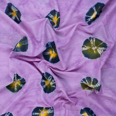 Beautiful Purple Polkas Dots Tie Dye Shibori Cotton Fabric