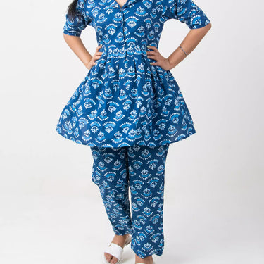 Best Block Printed Floral Pure Cotton Cord Set for Women