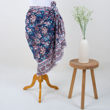 Best Blue Floral Beach Swimwear Women's Sarong