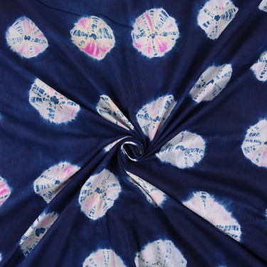 Best Blue Polkas Dot Tie Dye Shibori Cotton Running Fabric