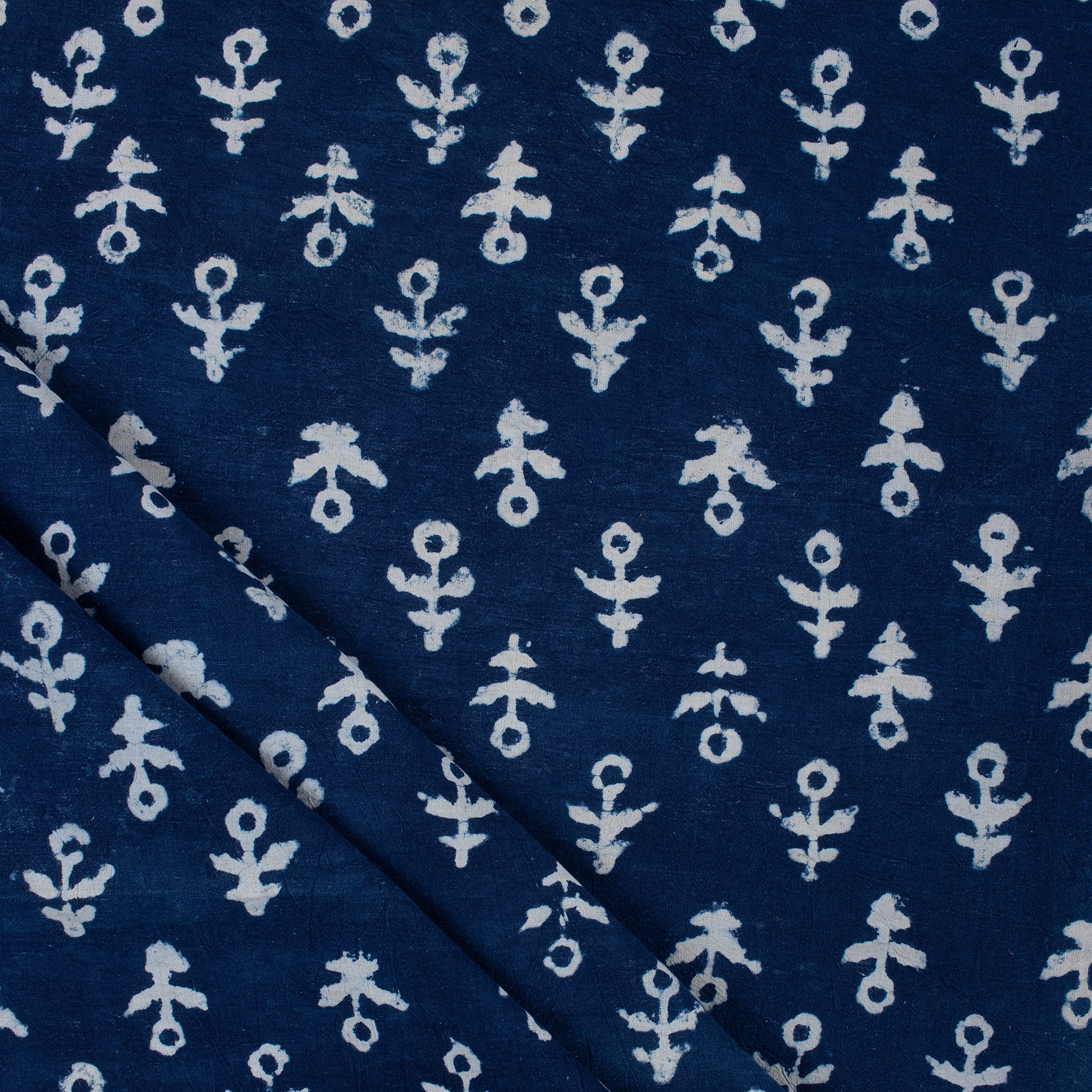 Buy Floral Indigo Cotton Natural Hand Block Print Fabric – Dmaasa