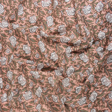 Best Cotton White Floral Hand Block Print Fabric
